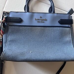 Kate Spade Blue Satchel with Adjustable Strap and scarf